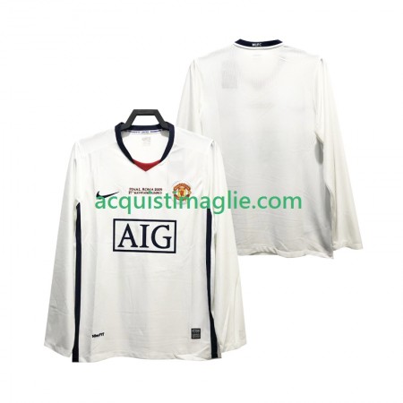 Divisa di Calcio Manchester United Champions League 2008 2009 Retro Trasferta Manica Lunga